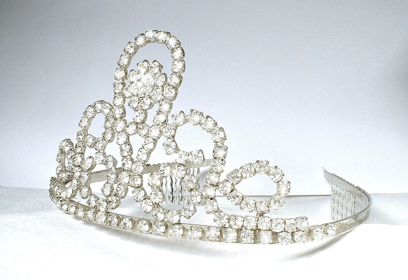 Antique Art Deco Bridal Tiara, 1920s Headpiece Rhinestone Headband Gatsby Wedding Vintage Flapper Crown, Crystal Wedding Hairpiece image 3