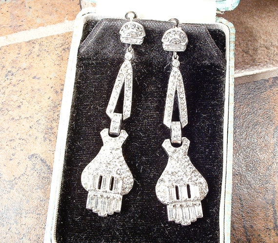 1930s Art Deco/Edwardian Flapper Dangle Earrings,… - image 1