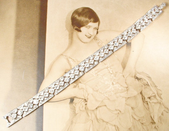 PRISTINE Vintage ORA Art Deco Crystal Rhinestone … - image 3