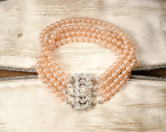 Antique Art Deco Champagne Glass Pearl Bridal Bra… - image 4