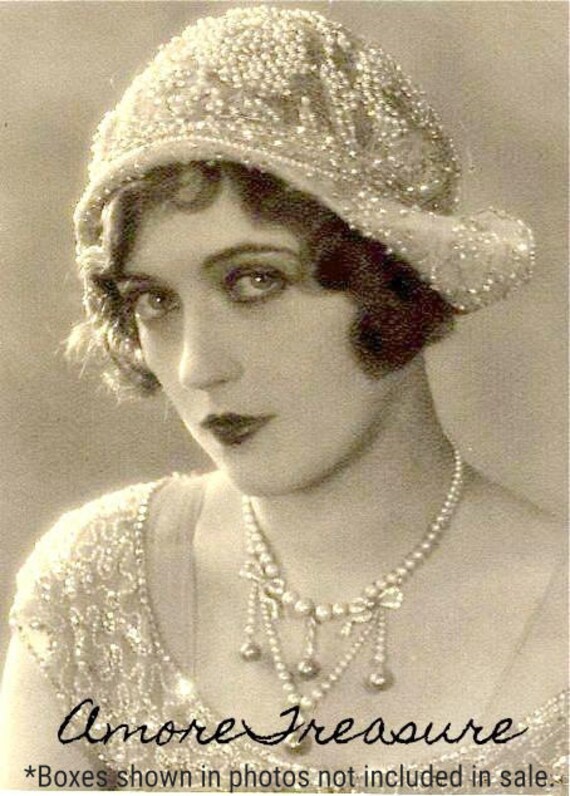 Antique 1920s French Paste Rhinestone Art Deco Necklace Silver