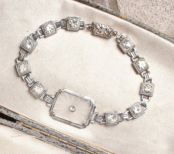 ANTIQUE Art Deco Camphor Glass Bracelet, Vintage … - image 2