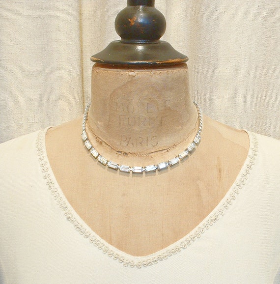 PRISTINE Vintage Baguette Rhinestone Necklace and… - image 7