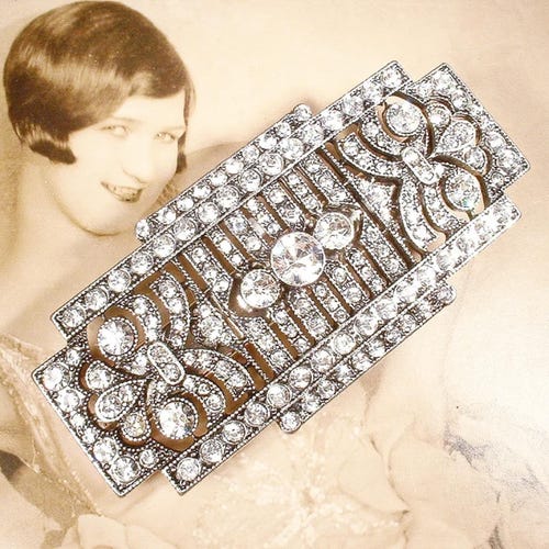 1920s Flapper Hair Clip, Bridal Hair Clip Art Deco Barrette  display picture 1