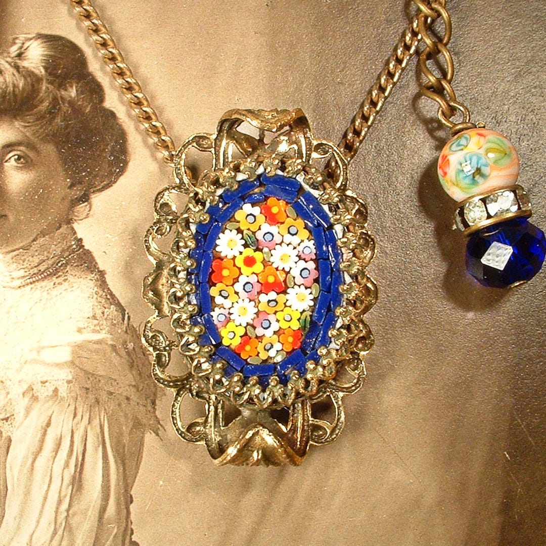 ヴィンテージ 1940年代 イタリア製 マイクロモザイク ネックレス