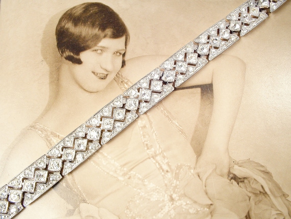 PRISTINE Vintage ORA Art Deco Crystal Rhinestone … - image 2