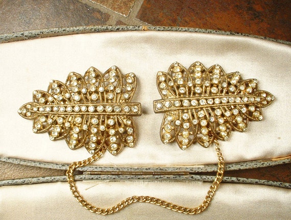 ANTiQUe Art Deco Gold Leaf Crystal Bridal Bolero … - image 2
