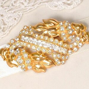 Peineta/broche vintage Art Déco con diamantes de imitación dorados, broche para fajín de vestido de novia/boda de los años 20, tocado de cristal estilo Gatsby Flapper. Regalo perfecto. imagen 5