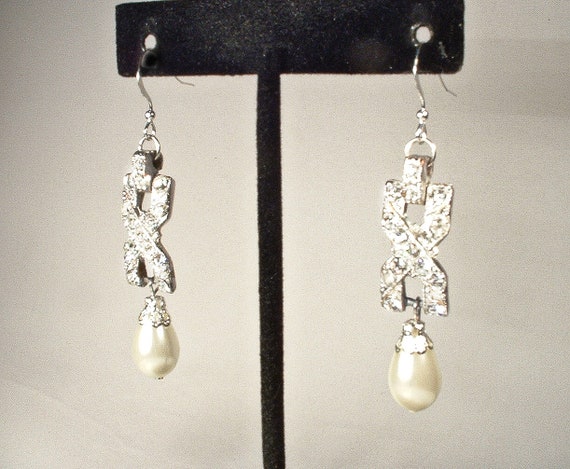 Vintage Art Deco Ivory Pearl Bridal Earrings, 192… - image 9