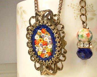 ヴィンテージ 1940年代 イタリア製 マイクロモザイク ネックレス