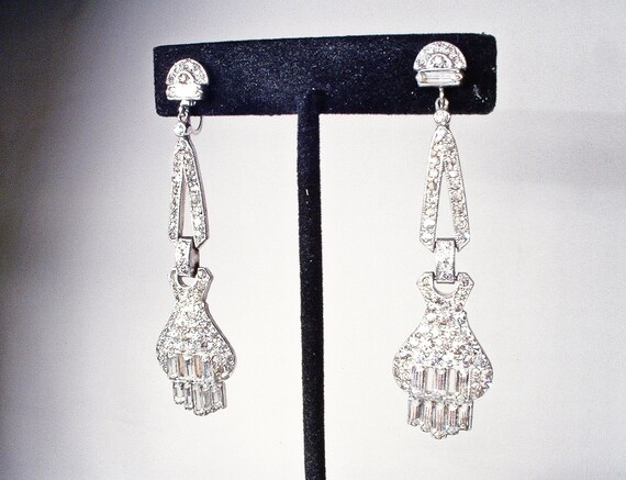 1930s Art Deco/Edwardian Flapper Dangle Earrings,… - image 4