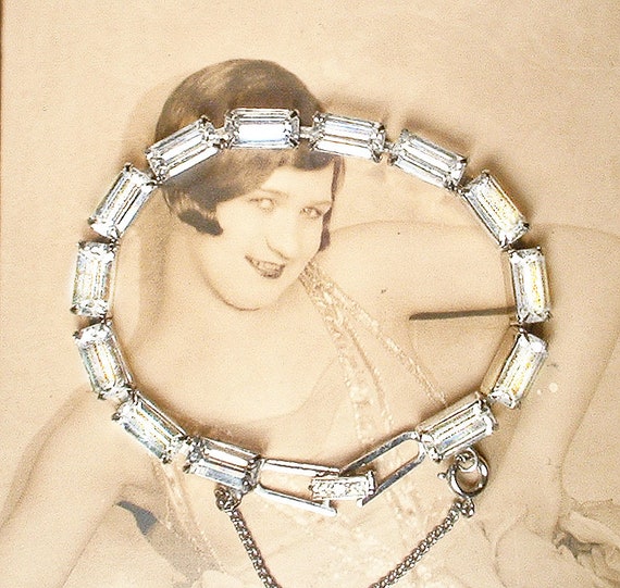 PRISTINE Vintage Baguette Rhinestone Necklace and… - image 3