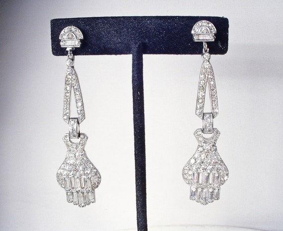 1930s Art Deco/Edwardian Flapper Dangle Earrings,… - image 3