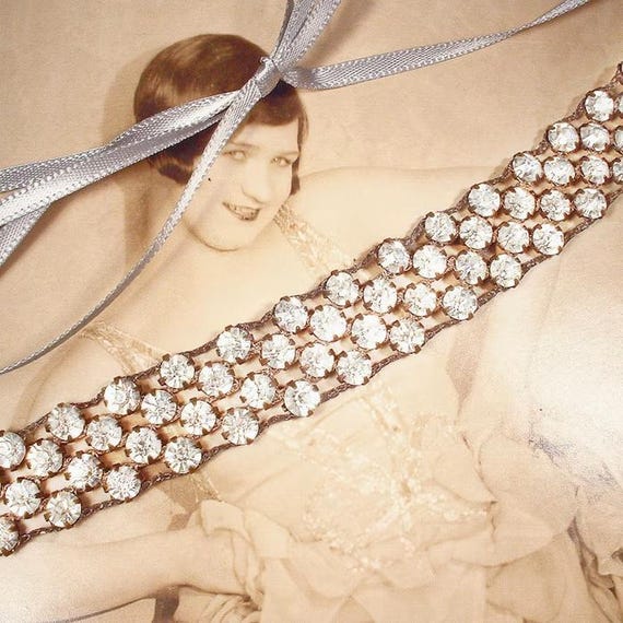 ANTIQUE 1920s Rhinestone Flapper Headband, Art Deco B… - Gem display picture 1