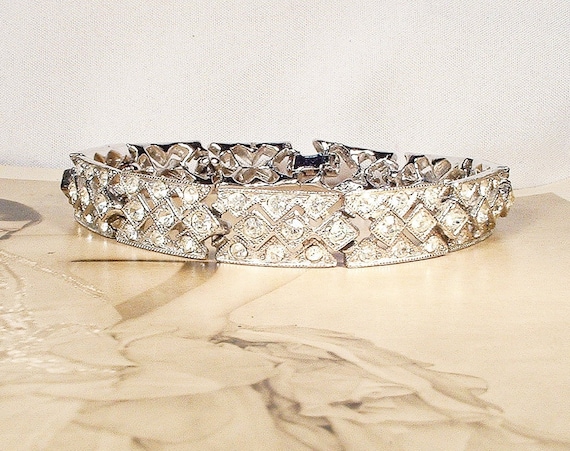 PRISTINE Vintage ORA Art Deco Crystal Rhinestone … - image 1