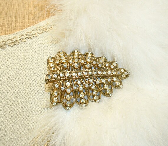 ANTiQUe Art Deco Gold Leaf Crystal Bridal Bolero … - image 7