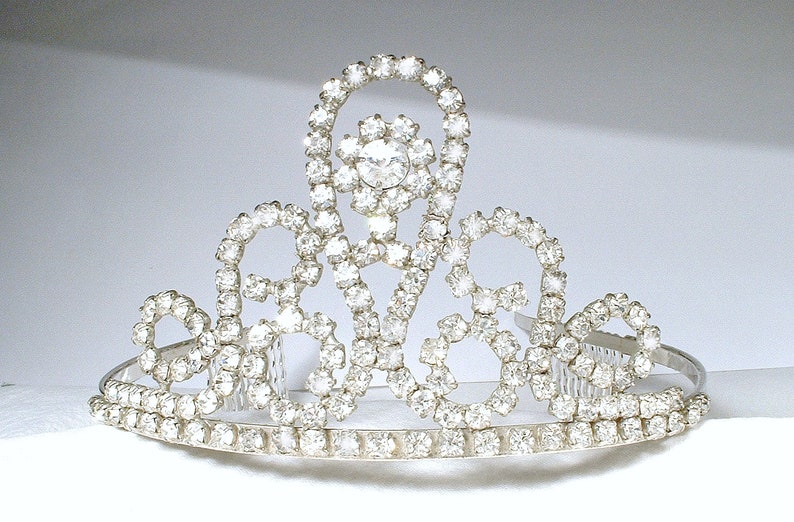 Antique Art Deco Bridal Tiara, 1920s Headpiece Rhinestone Headband Gatsby Wedding Vintage Flapper Crown, Crystal Wedding Hairpiece image 2