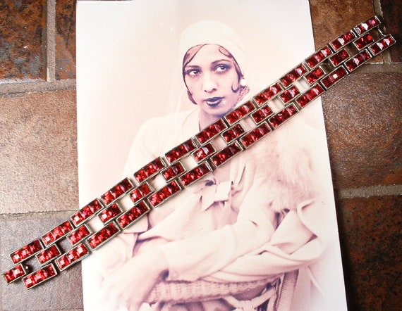 ANTiQue 1920s Art Deco Bohemian Garnet Red Rhines… - image 3