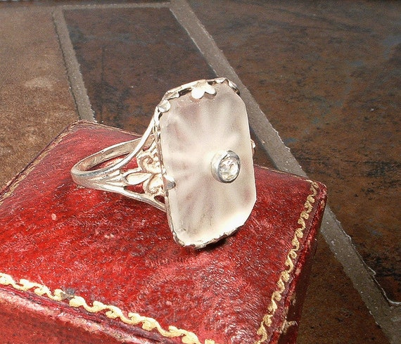Antique 1920s Camphor Glass Ring,Art Deco/Edwardi… - image 2