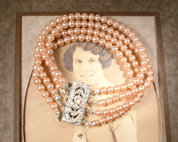 Antique Art Deco Champagne Glass Pearl Bridal Bra… - image 8
