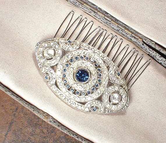 Antique 1930s Sapphire Blue Wedding Dress Brooch/… - image 8