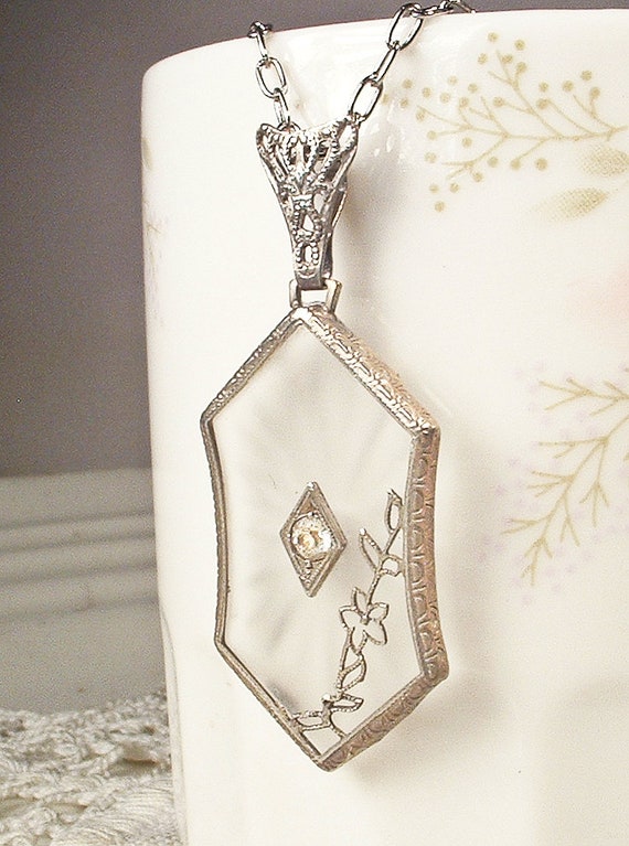 Antique Art Nouveau Camphor Glass Necklace, 1930s… - image 7