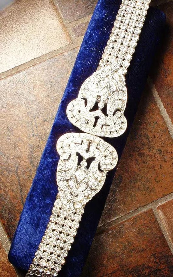 Vintage Art Deco Rhinestone Belt, Bridal Antique 1920s  display picture 1