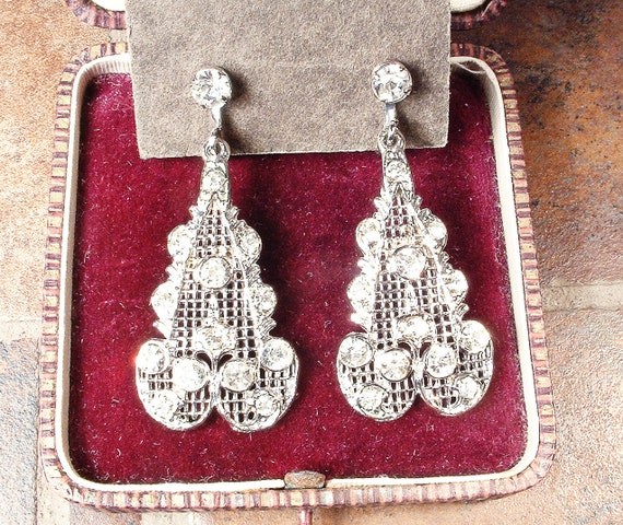 PRISTINE ANTiQUe 1930s Paste Rhinestone Art Deco … - image 5