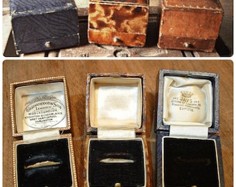 即納！最大半額！ Antique 1920s Ring Display Box,tooled Leather, Art Deco Era アンティーク雑貨