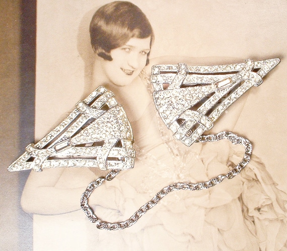 ANTIQUE Art Deco Crystal Rhinestone Bridal Bolero Wrap Shrug Fur