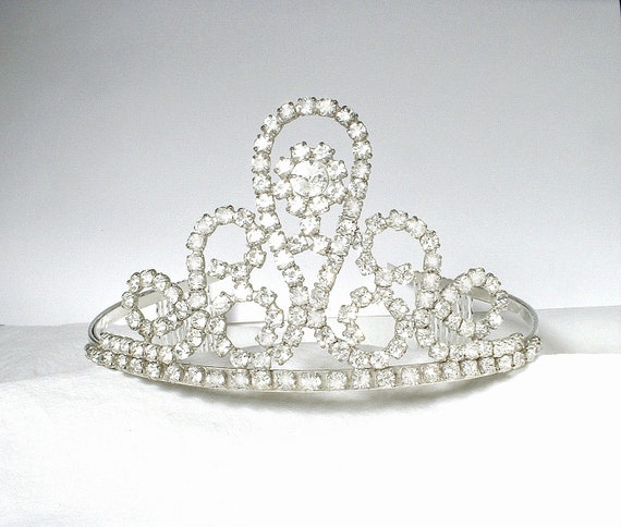 Antique Art Deco Bridal Tiara, 1920s Headpiece Rh… - image 1