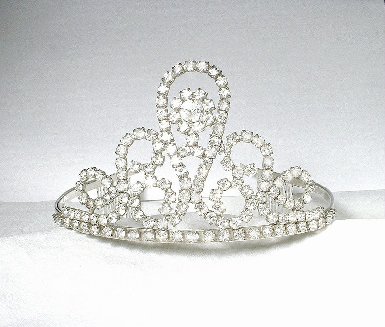 Antique Art Deco Bridal Tiara, 1920s Headpiece Rhinestone Headband Gatsby Wedding Vintage Flapper Crown, Crystal Wedding Hairpiece image 1