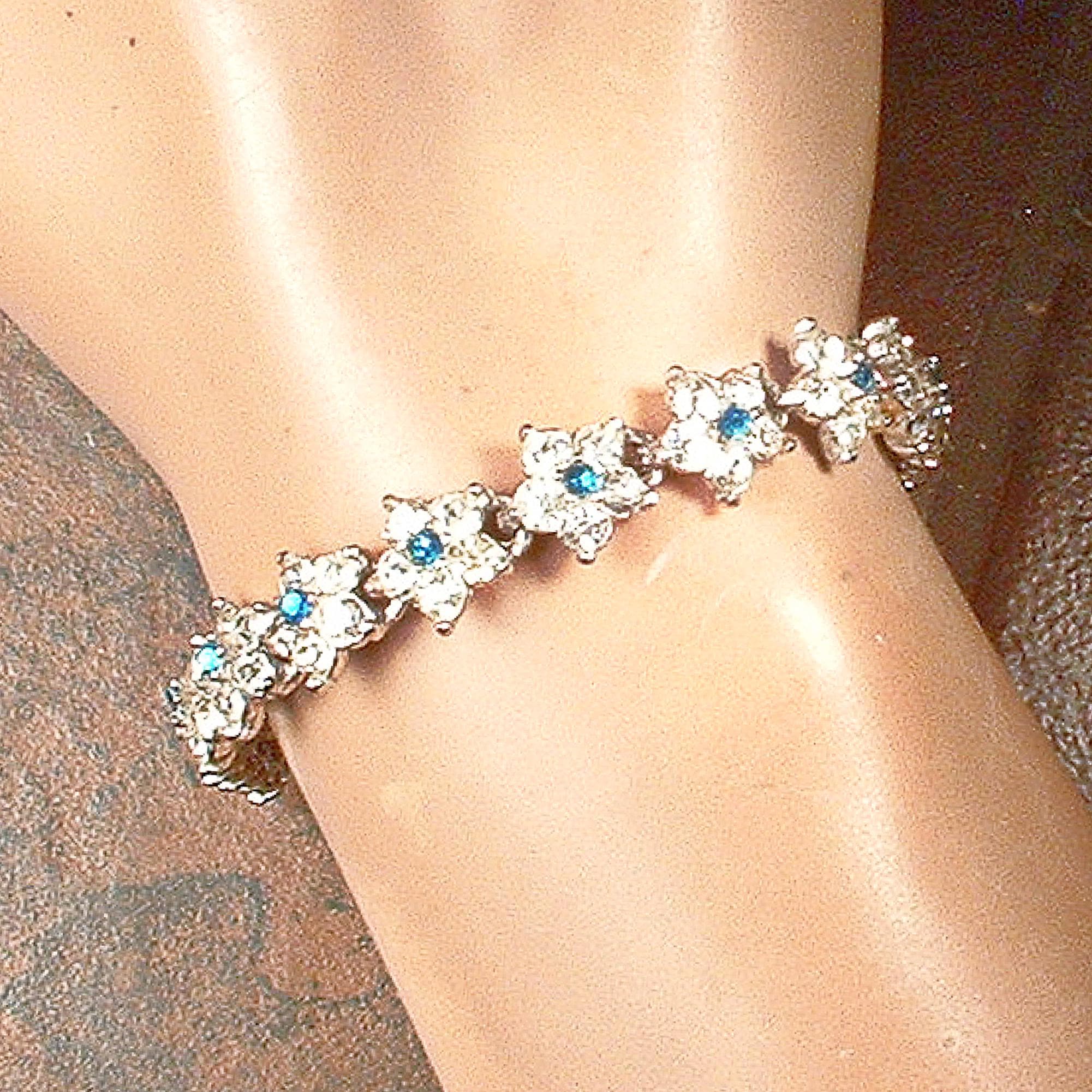 Vintage 1940s Aqua/teal Rhinestone Art Deco Bracelet, BOGOFF
