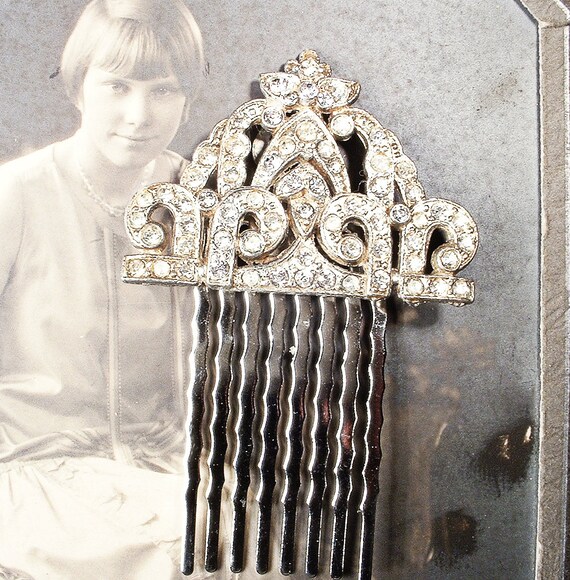 Vintage 1930s Art Deco Hair Comb/Wedding Dress Cl… - image 7