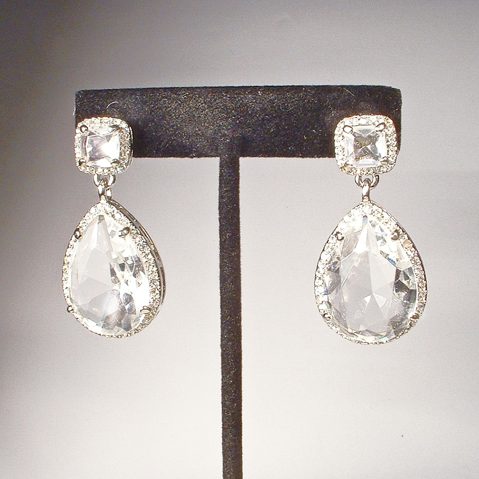 Vintage Crystal/rhinestone Bridal Dangle Earrings,art Deco