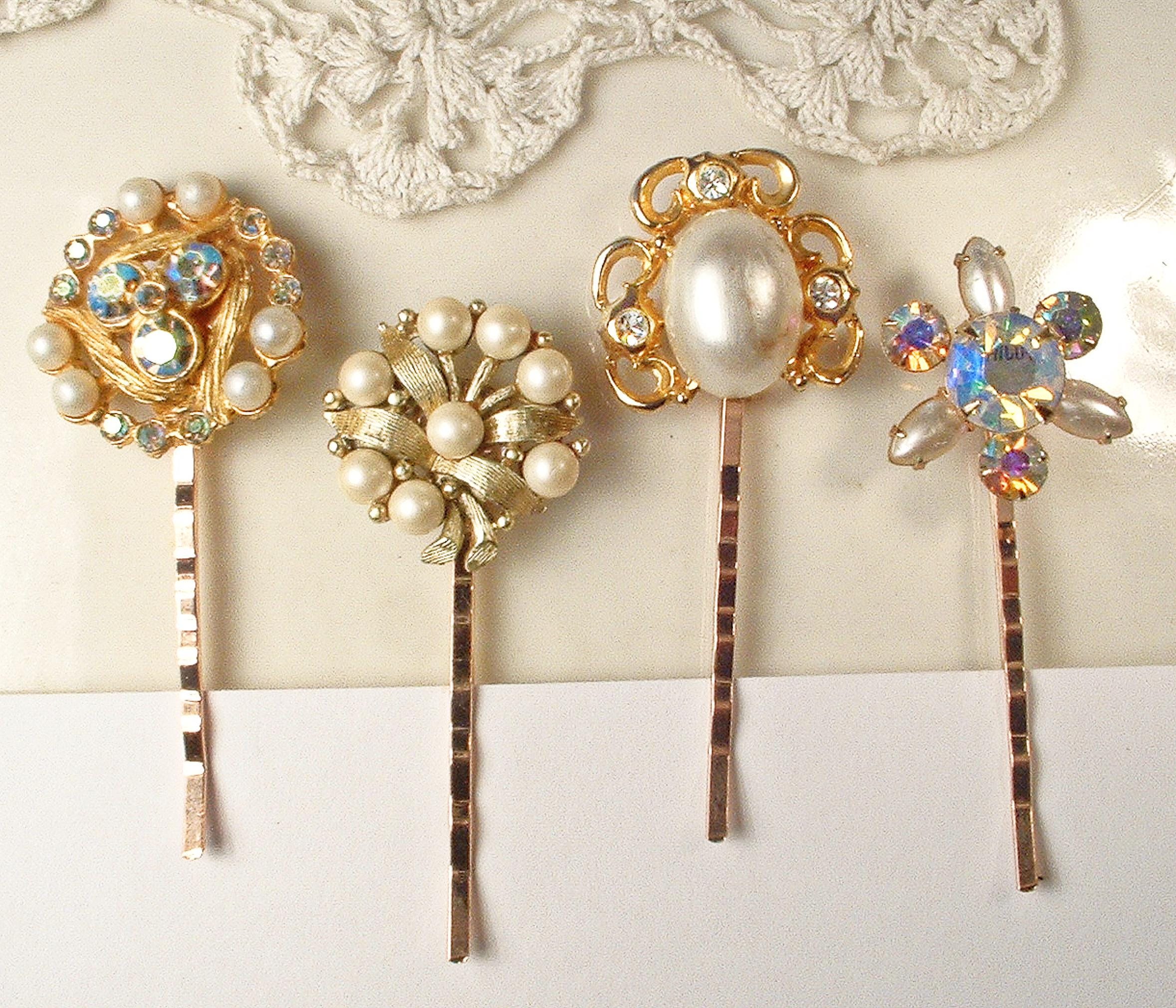 PEARL HAIR CLIP SQUARE ANTIQUE ROSE PEARL HAIR CLIP SQUARE ANTIQUE ROSE