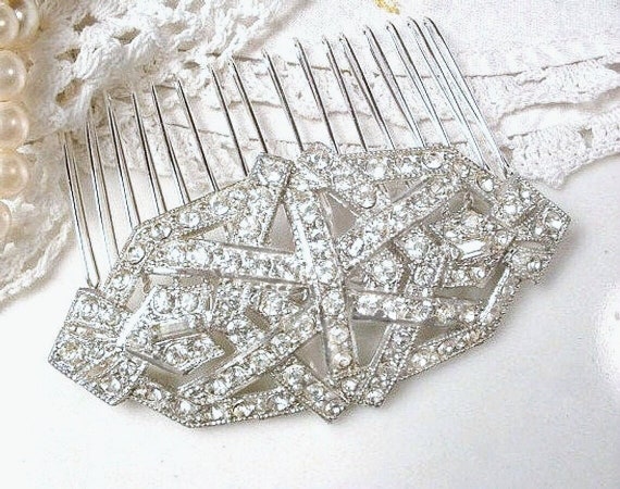 Antique 1930s Hair Comb OR Wedding Dress Sash Bro… - image 7