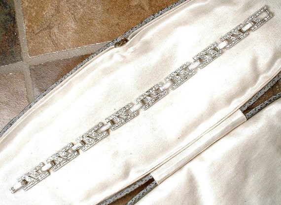 PRISTINE Art Deco Baguette Rhinestone Bridal Brac… - image 5