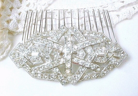 Antique 1930s Hair Comb OR Wedding Dress Sash Bro… - image 1