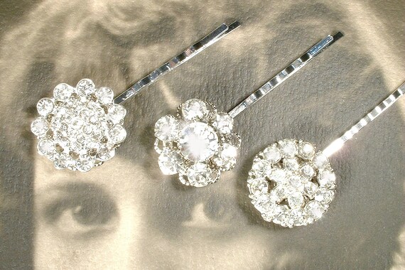 Art Deco Vintage Wedding Rhinestone Bridal Hair Pins Downton Etsy
