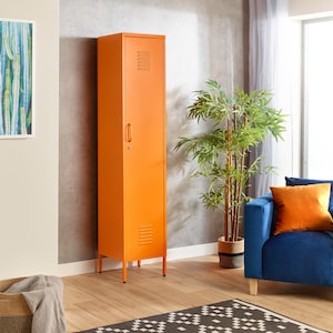 Metal Locker Storage Cabinet Cupboard Retro Vintage Narrow 4 Tier 180cm