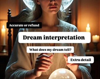 Puede incluir: Una mujer con una túnica color crema con un orbe brillante y una luz brillante detrás de su cabeza. El texto de la imagen dice "Interpretación de los sueños", "¿Qué me dice mi sueño?", "Detalle extra" y "Preciso o reembolso".