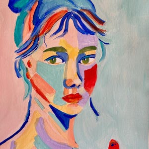 Clara Art Print: Colorful Portrait, Gloss Silk Paper A3