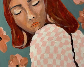 Bubble Gum - Original Painting acrylic on canvas, 14x11in figurative modern Art