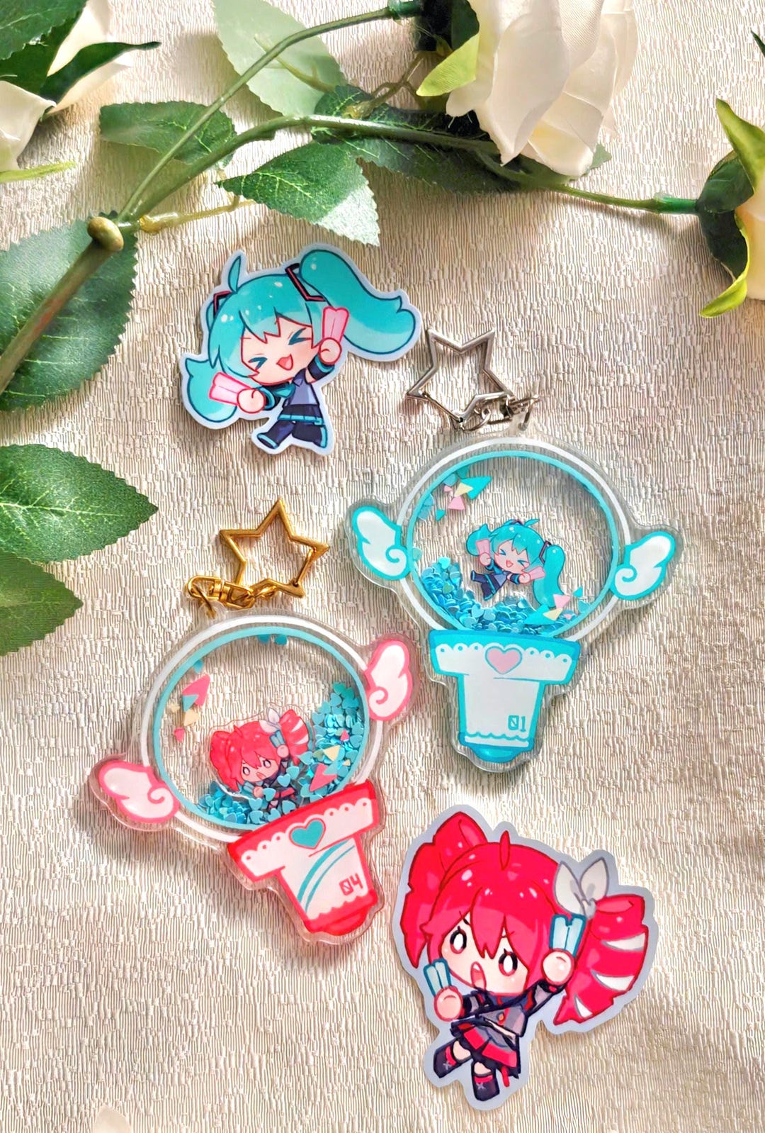 Miku • Teto • Lightstick Glitter Shaker Charms + Stickers - Etsy