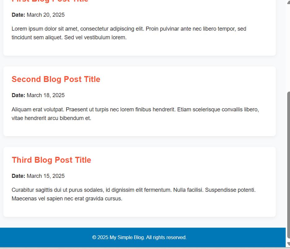 One Page Blog Website Template | Static HTML CSS Blog Template | Mobile ...