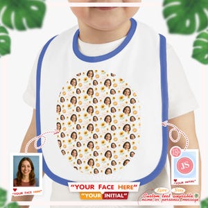 Personalized Baby Contrast Trim Jersey Bib, Cute Baby Feeding Bib, Gift for New Parents, Toddler Bib, Baby Shower Gift AAAATC