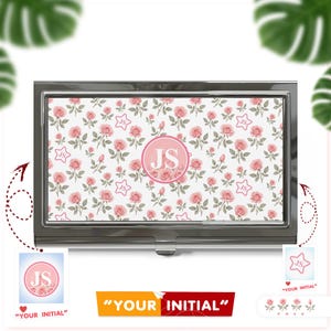 Personalisierter Blumen Visitenkartenhalter, Kartenetui, elegantes Bürozubehör, niedliches Geschenk für Profis, Blumenmuster