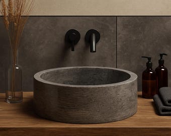 Silber Travertin Waschbecken: Handgefertigte Badezimmer Gefäß Schale
