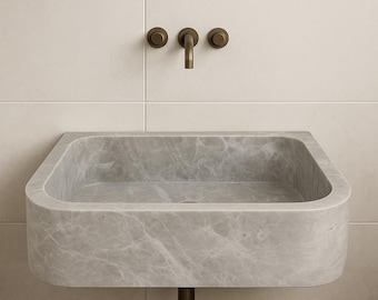Beige Marmor Waschbecken: Modernes Waschbecken